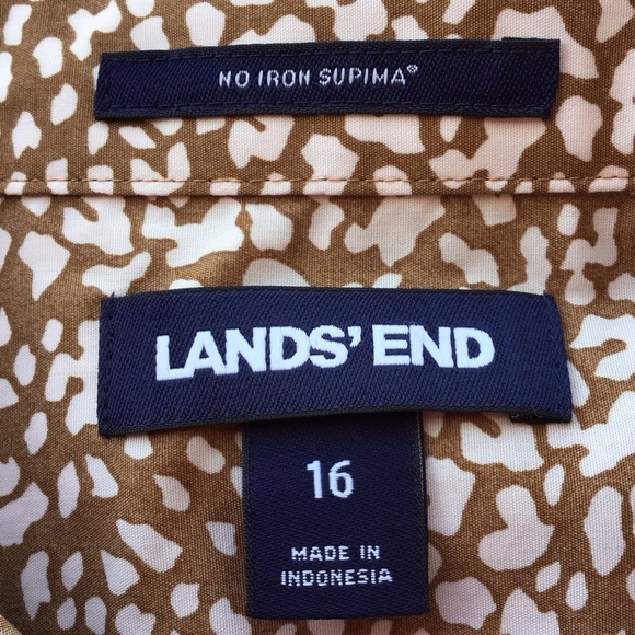 Lands End No Iron Supima Button Down Long Sleeve Shirt Size 16 NEW - Picture 7 of 9